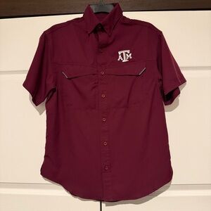 Pro Celebrity Texas A&M button-down short sleeve camp/fishing shirt size XS